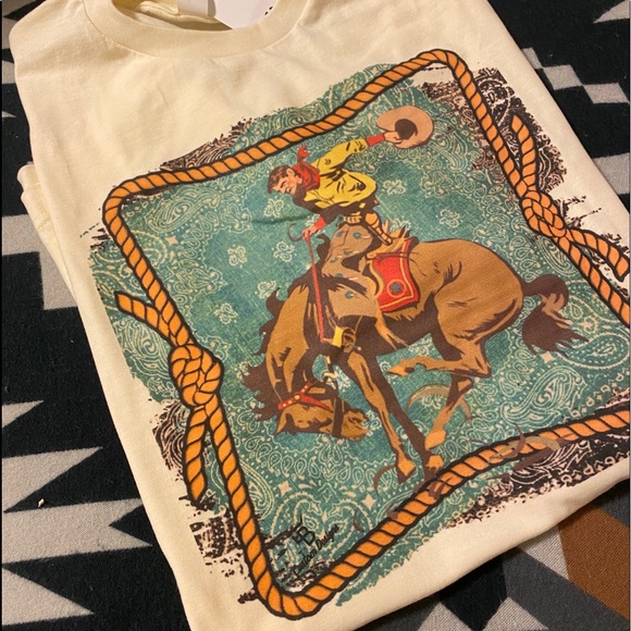 Tops - Western rodeo bronc rider cowboy T shirt